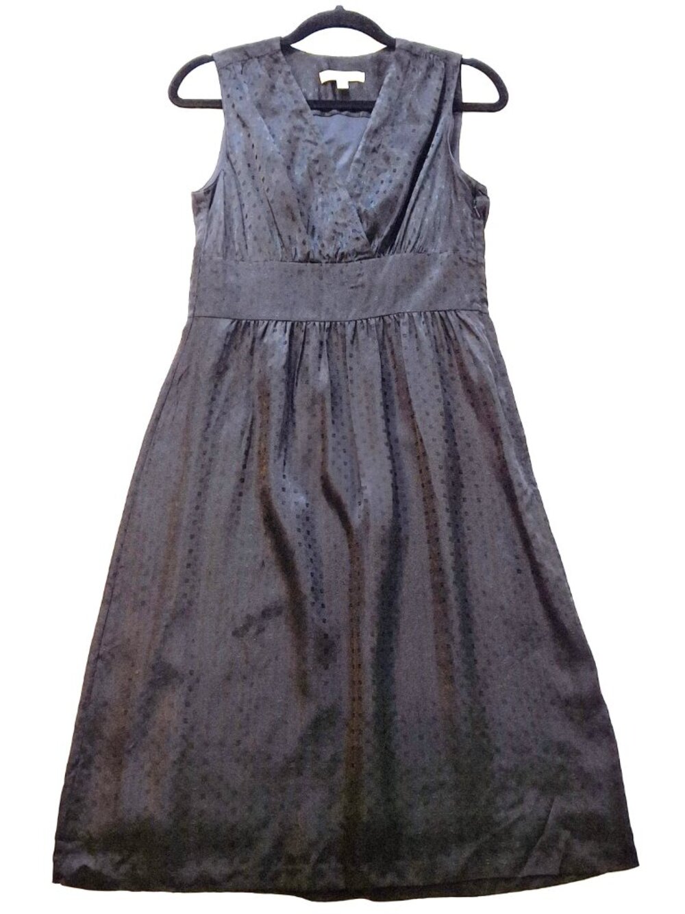 Vintage Josef  Elegant Black Wrap Top Rayon Satin Jacquard Gathered Dress Size6